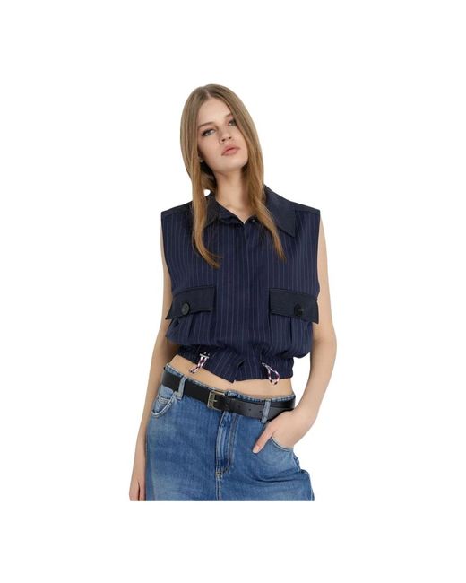 Gaelle Paris Jassen ,Blauw ,Leer Chaleco Tasconi in het Blue