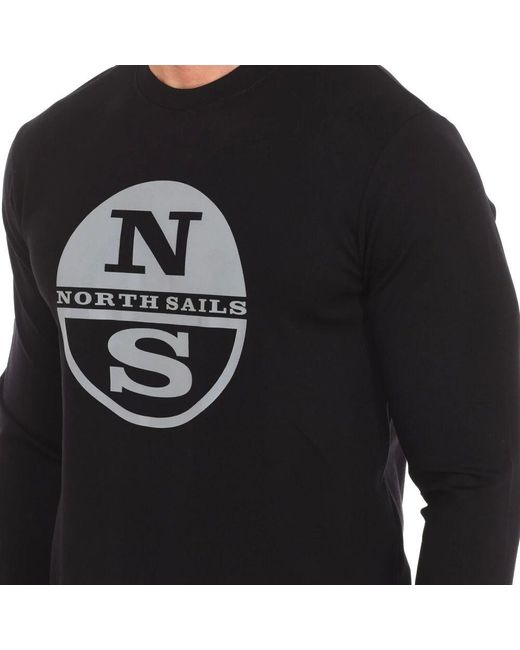 North Sails Gerippter Rundhalsausschnitt Pullover in Black für Herren