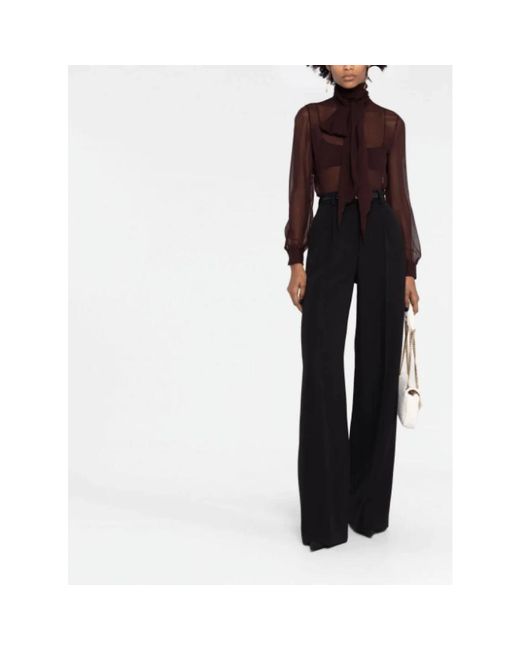 Saint Laurent Overhemden ,Bruin ,Elegante Bruine Zijden Blouse in het Brown
