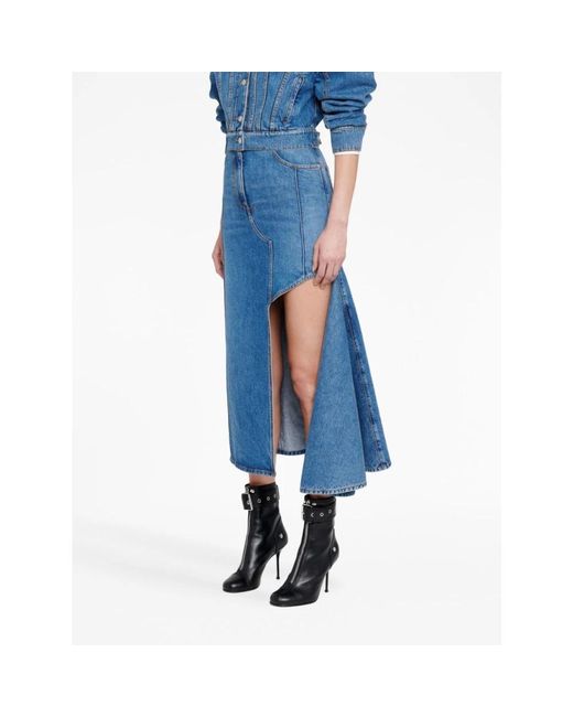 McQueen Blue Denim Skirts