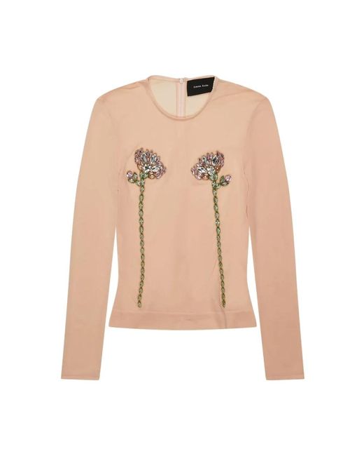 Simone Rocha Bloemenversierde Longsleeve Top in het Natural
