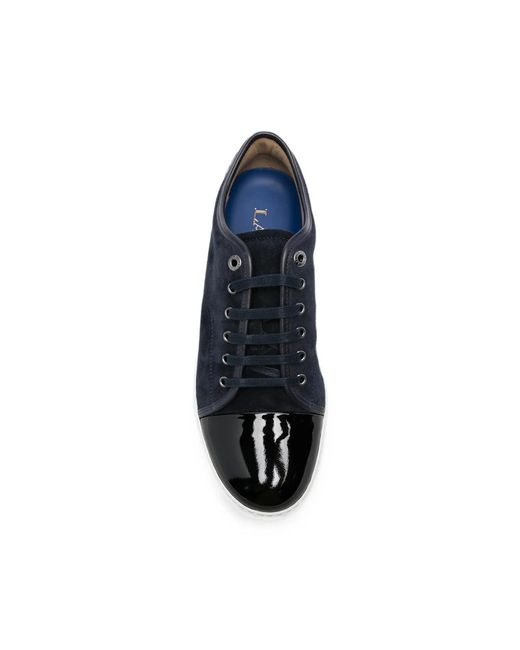 Lanvin Black Dbb1 Patent-Toe Suede Sneakers for men