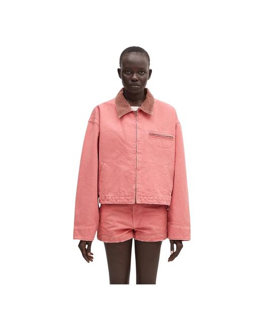 Ambush Pink Cropped Canvas Work Jacket