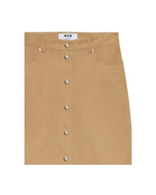 MSGM Buttoned Midi A-Line Skirt in het Natural