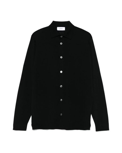 Lardini Klassischer Schwarzer Wollpullover Made in Black für Herren