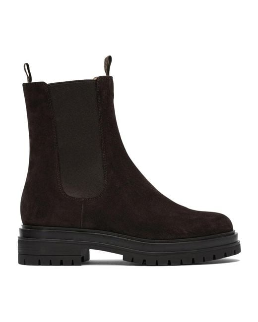 Gianvito Rossi Bruine Enkellaarzen Stijlvol Comfort Elegantie in het Black
