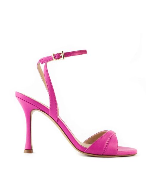 Sandalias fucsia de cuero con correa de tobillo ajustable Roberto Festa de color Pink