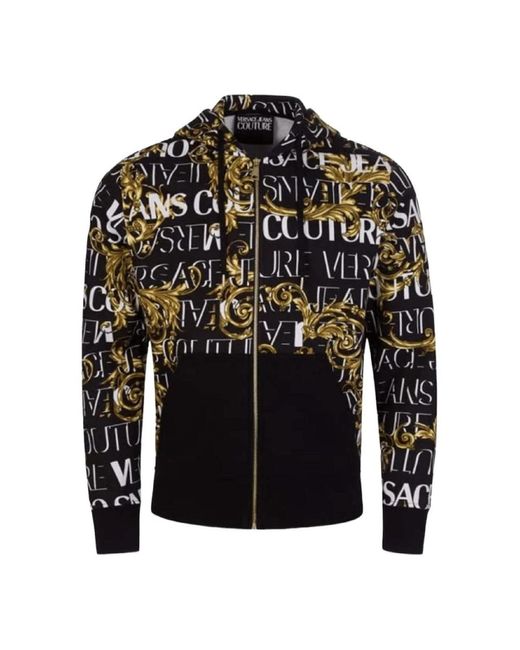 Versace Logo couture reißverschluss hoodie in Black für Herren