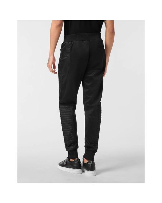 Philipp Plein Broeken ,Zwart ,Katoen Tracksuit Pants Biker Cut in het Black voor heren