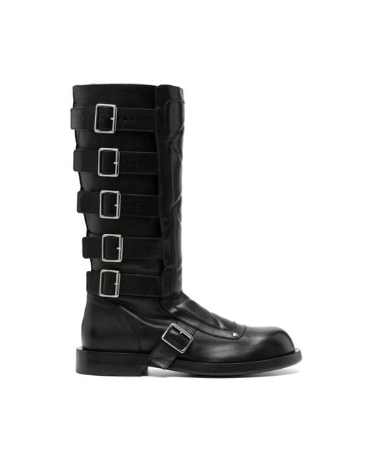 Ann Demeulemeester Schwarze lederstiefeletten mit seitlichem reißverschluss in Black für Herren