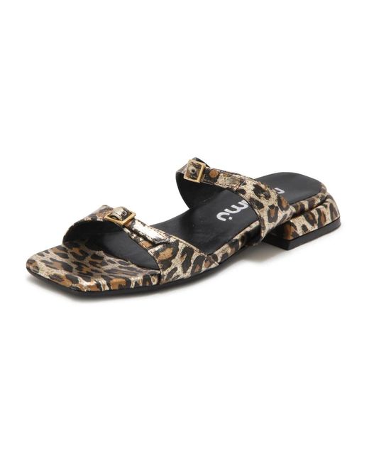 Mimmu Schoenen ,Bruin ,M397M13 Maculato Platino Slippers in het Black