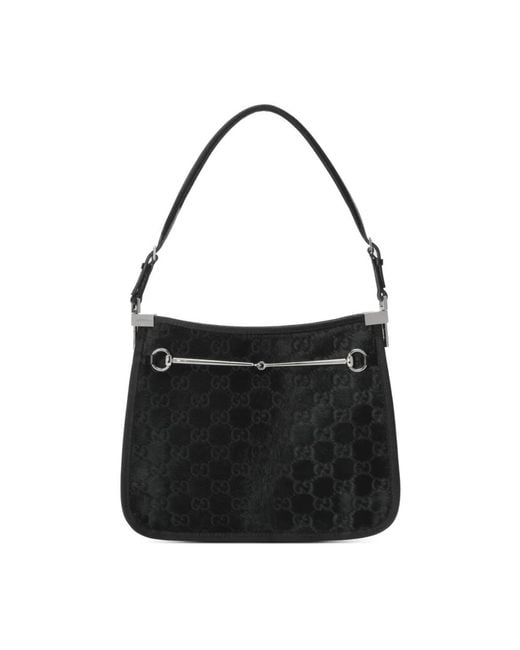 Gucci Black Horsebit Slim Small Schultertasche