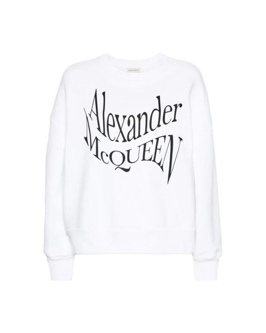 Alexander McQueen White Weißer crewneck sweatshirt mit logo-print