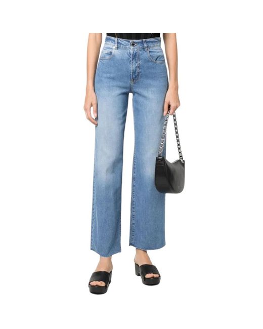 Pinko Blue High-waist wide-leg denim jeans