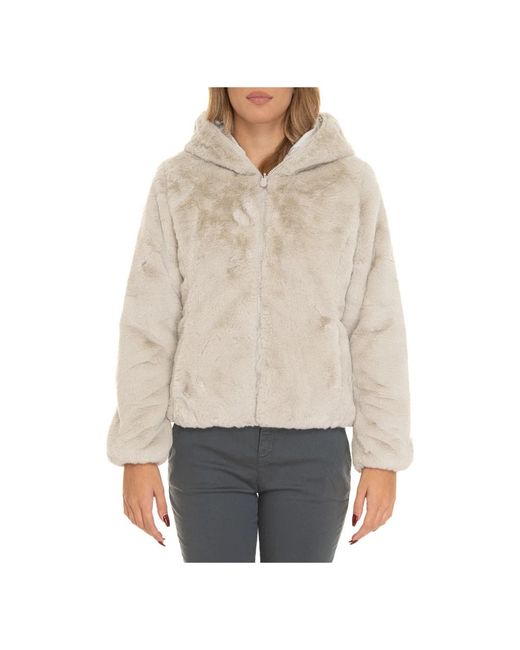 Save The Duck Gray Wendbare Kurze Harrington-Jacke Mit Kapuze