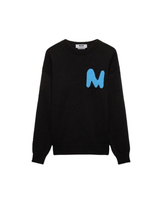 MSGM Black Round-Neck Knitwear for men