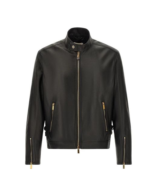 Versace Black Leather Jackets for men