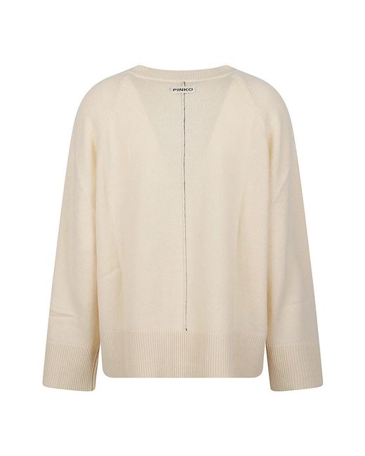 Pinko Natural V-Neck Knitwear