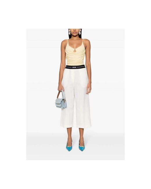 MSGM White Cropped Trousers