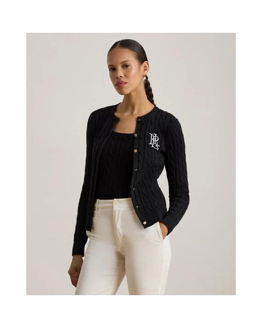 Ralph Lauren Truien & Vesten ,Zwart ,Katoen Ralhan Long Sleeve Cardigan in het Black