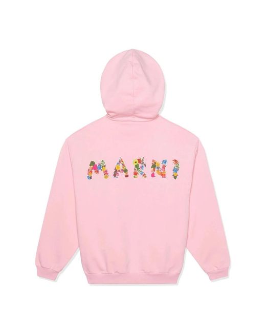 Marni Rosa blumen hoodie baumwolle jersey in Pink für Herren
