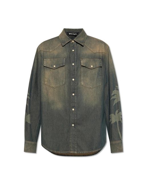 Denim Shirts Palm Angels pour homme en coloris Green