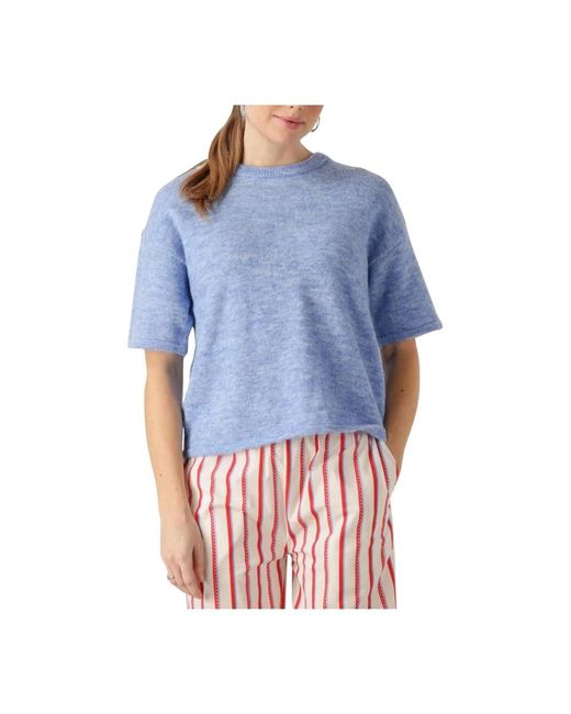 SELECTED Truien & Vesten ,Blauw ,Blauwe Gebreide O-Hals Top in het Blue