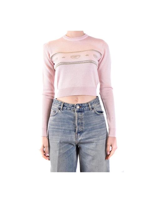 Chiara Ferragni Pink Round-Neck Knitwear