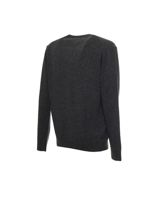 Sergio Tacchini Wollpullover mit v-ausschnitt, gerippten säumen und logo in Black für Herren