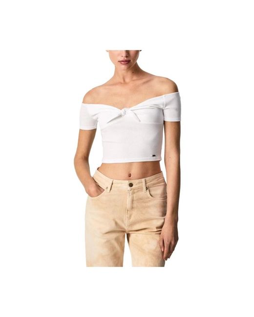 Pepe Jeans Overhemden ,Wit ,Polyester Beth Top in het Natural