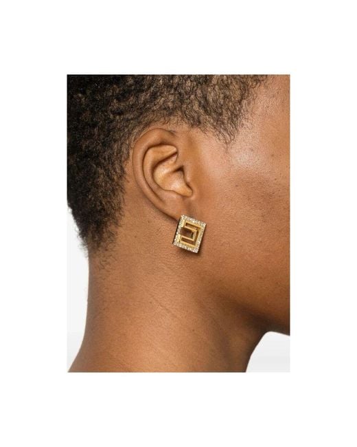 Elisabetta Franchi Metallic Goldfarbene logo-ohrringe paar