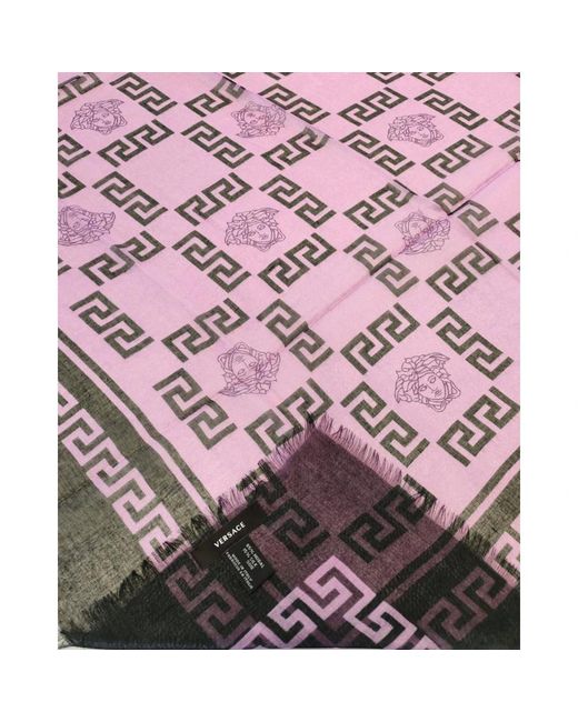 Versace Accessoires ,Roze ,Foulard Stola Pashmina Scialle Misto Cashmere in het Purple