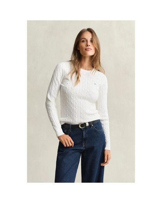 Gant White Round-Neck Knitwear