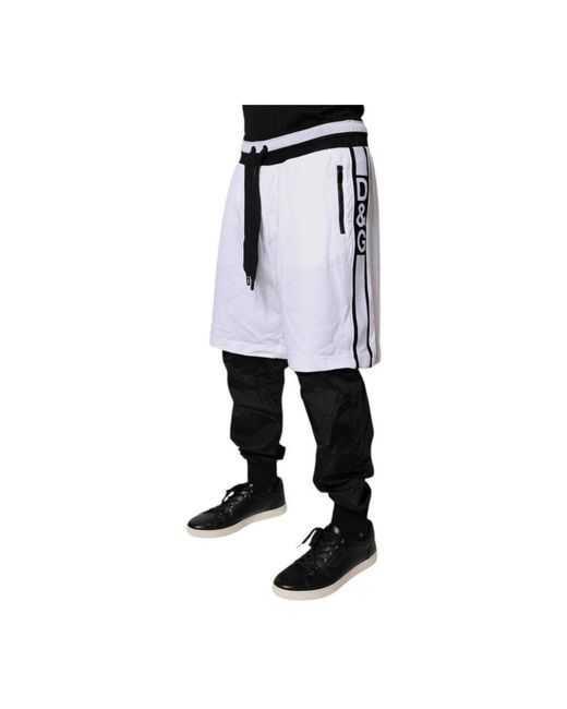 Dolce & Gabbana Schwarze & Weiße Baumwoll-Jogger-Sweatpants in Black für Herren
