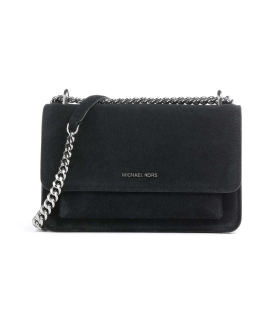 Michael Kors Zwarte Suède Schoudertas Met Ketting in het Black