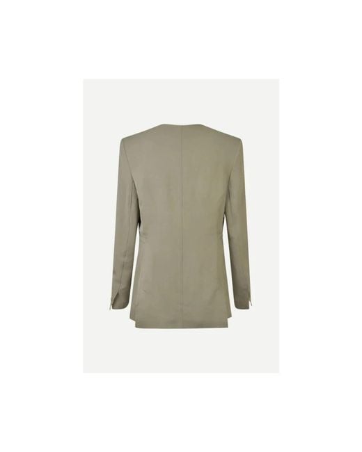 Samsøe & Samsøe Jassen ,Groen ,Leer Sakitra Blazer in het Green