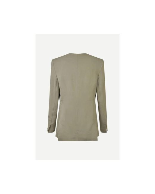 Samsøe & Samsøe Jassen ,Groen ,Leer Sakitra Blazer in het Green