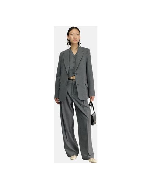 Semicouture Gray Wide Trousers
