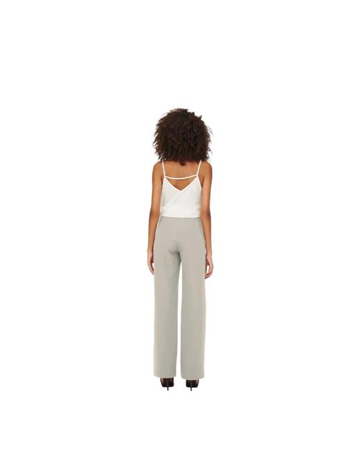 ONLY Broeken ,Wit ,Katoen Mid Straight Pant in het Natural