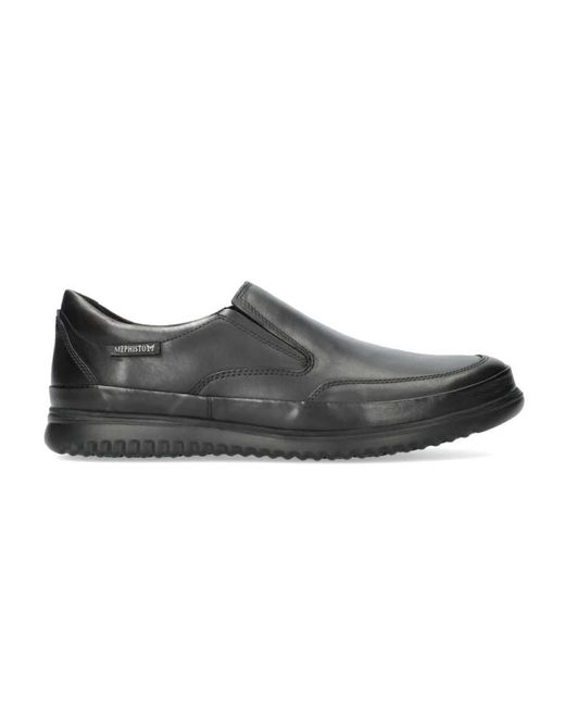 Mephisto Schwarzer Slip-On Lederschuh in Black für Herren