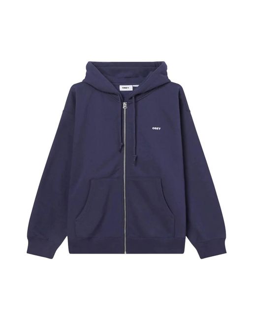 Obey Hoodies & Sweatvesten ,Blauw ,Katoen Est. Works Bold Zip Hood in het Blue voor heren