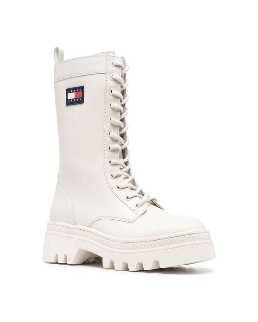Tommy Hilfiger White Lace-Up Boots