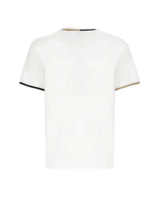Boss Weiße baumwoll-t-shirt mit kontrastdetails in White für Herren
