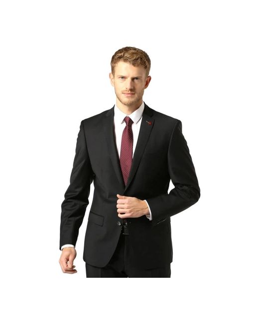 Roy Robson Jassen ,Zwart ,Wol Slim Fit Stretch Jas in het Black voor heren