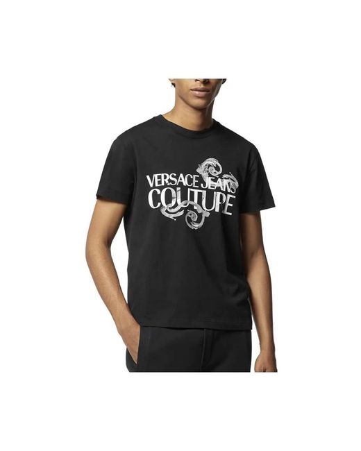 Versace Schwarzes barockmotiv-logo-t-shirt in Black für Herren