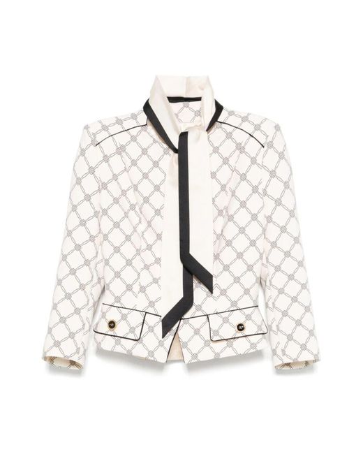 Elisabetta Franchi White Weiße jacke mit schal-detailing