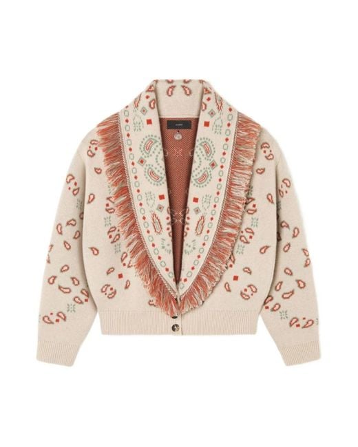 Alanui Truien & Vesten ,Veelkleurig ,Icon Jacquard Cardigan Met Franjes in het Natural