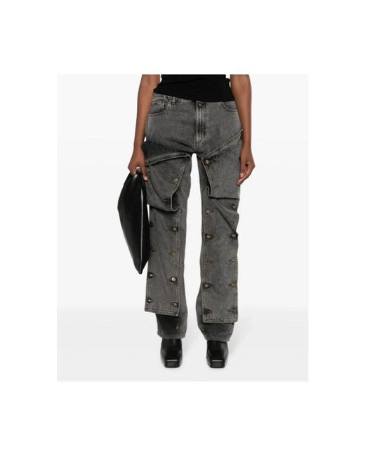 Y. Project Gray Vintage schwarze snap off jeans