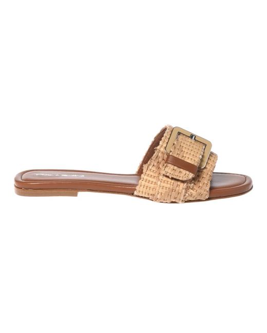 Baldinini Brown Raffia Mule