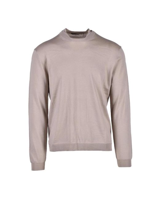 Round-Neck Knitwear di Low Brand in Brown da Uomo